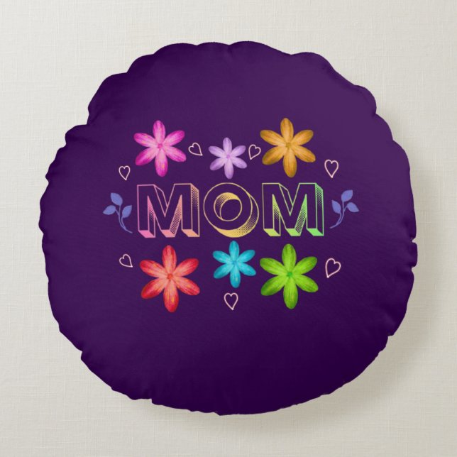 Typografisk design för mamma, söt textkonst med ci rund kudde (Framsidan)