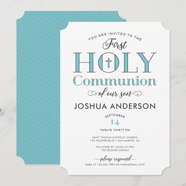 Typografisk första Heliga, kommando Inbjudningar (Fram/baksida)