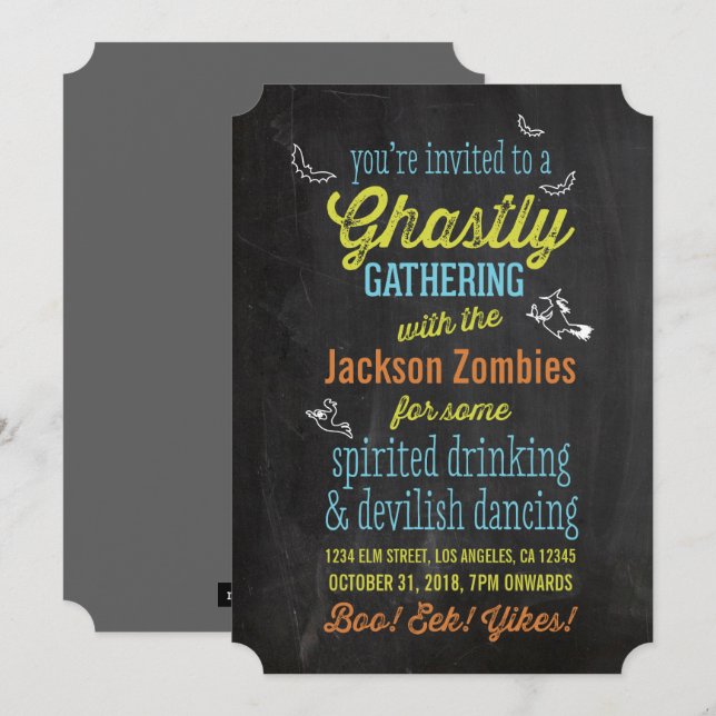 Typografisk Halloween Monster-inbjudan för bindest Inbjudningar (Fram/baksida)