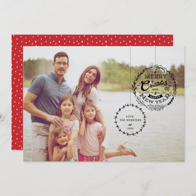 Typografisk julprydnad 2 julkort (Fram/baksida)