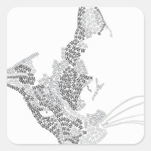 Typografisk Kattunge Fyrkantigt Klistermärke