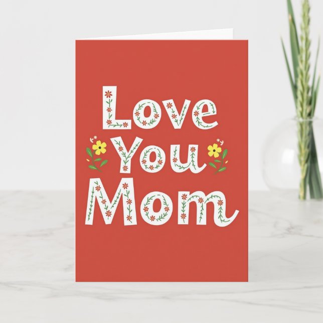 Typografisk kort med 'Love You Mom' (Framsida)