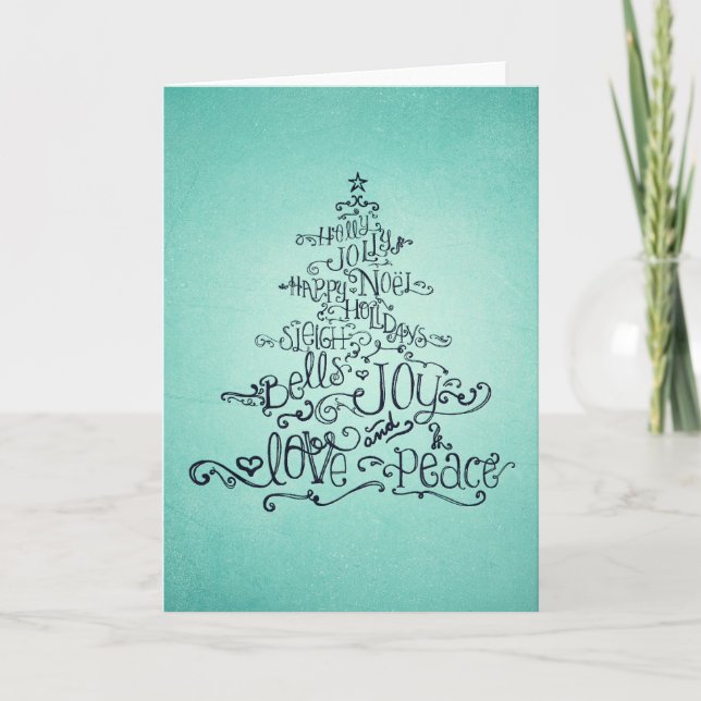 Typografisk krickajulgrankort helgkort (Framsida)
