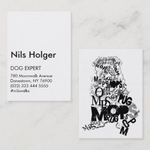 Typografisk, modern, endast text Mops Visitkort