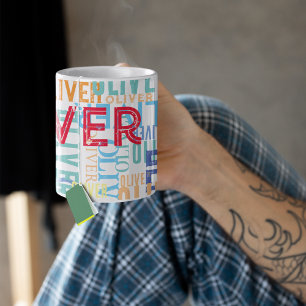 Typografisk modern överlappad Namn i Färg Kaffemugg