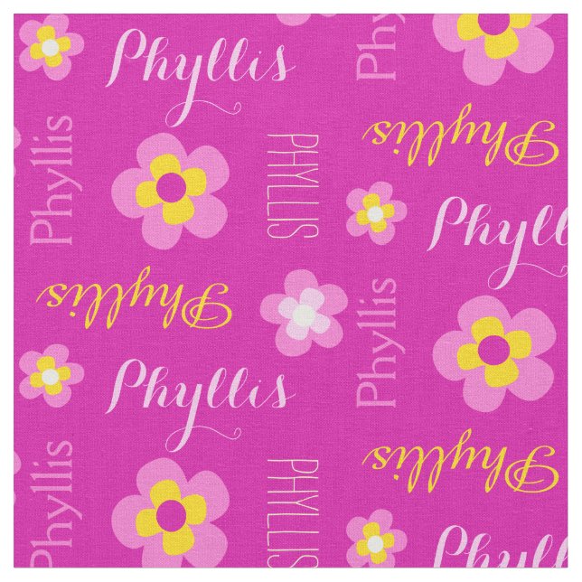 Typografisk typografi av personlig namn rosa tyg (Närbild)