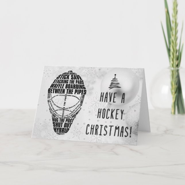 Typografiska Goalie Mask Hockey-julkort Helgkort (Framsida)