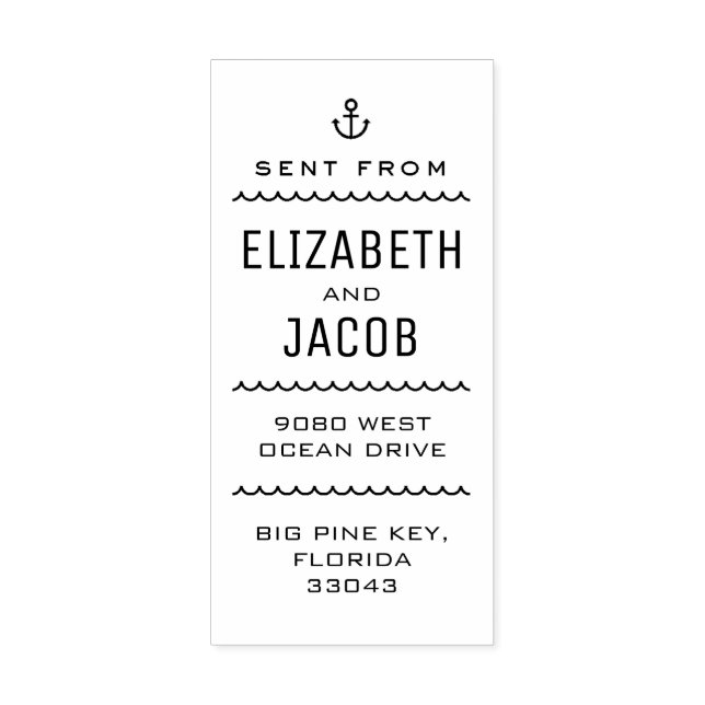 Typografiska Nautical Couples returadressetikett Stämpel (Tryck)