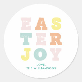 Typografiska Påsk Joy Modern Pastels Runt Klistermärke