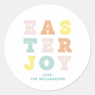 Typografiska Påsk Joy Modern Pastels Runt Klistermärke