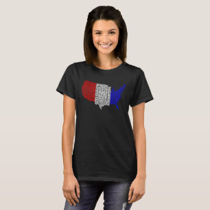 Typografiska USA i Röd, Vit och Blått Tee Shirt