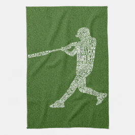 Typografiskt basteball Softball Player Tea Towel Kökshandduk