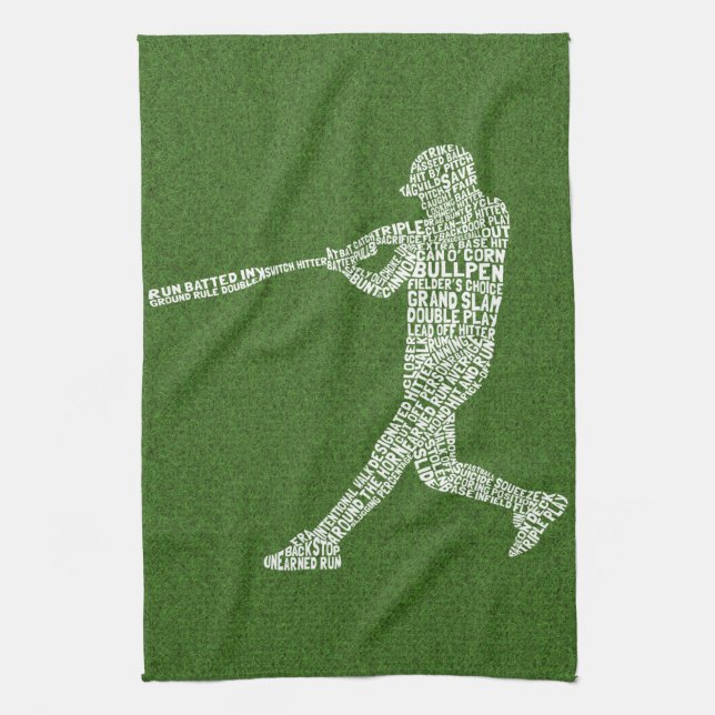 Typografiskt basteball Softball Player Tea Towel Kökshandduk (Vertikal)