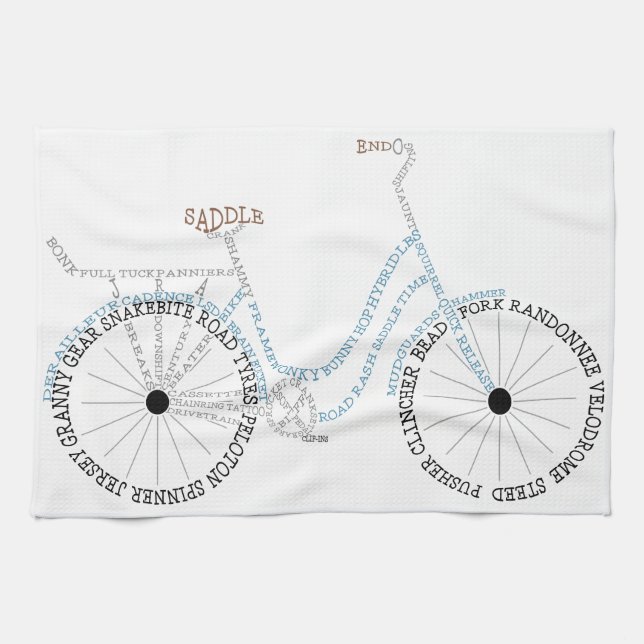 Typografiskt cycle Bike Cykling Cycling Tea Towel Kökshandduk (Horisontell)