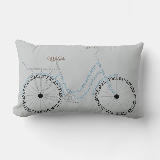 Typografiskt cykelbike-cykelskugga lumbarkudde (Framsida)