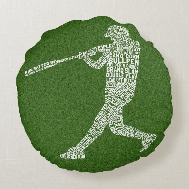 Typografiskt Dekorativ kudde i Softball Baseball P (Baksidan)