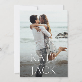 Typografiskt Save the Date Foto Tillkännagivande Spara Datumet