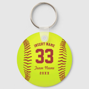 Typografiskt Softball Team Red Nyckelring