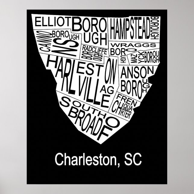 Typographic Map of Charleston Poster (Framsidan)