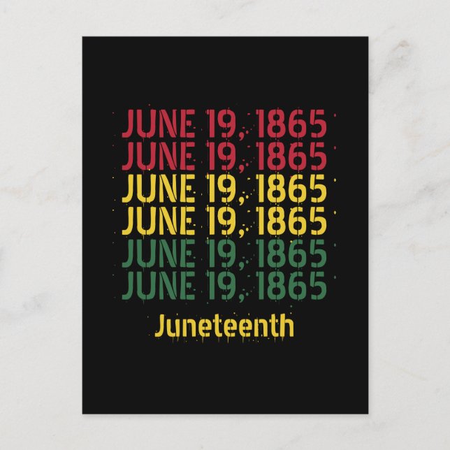 Typography Black History June 19 1865 Junttonde Vykort (Framsida)