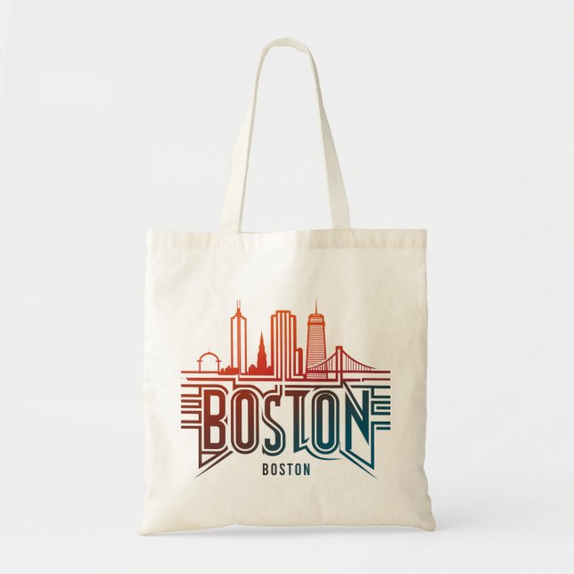 Typography Boston City Skyline Tygkasse (Framsidan)
