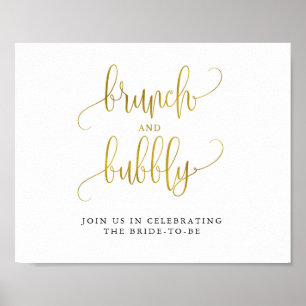 Typography guld brunch och bubblor poster