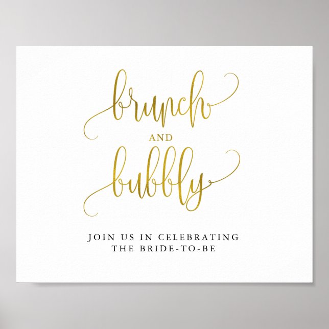 Typography guld brunch och bubblor poster (Framsidan)