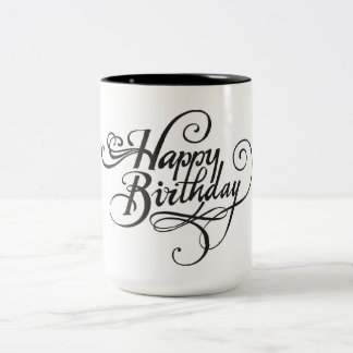 Typography Happy Birthday Mug Två-Tonad Mugg