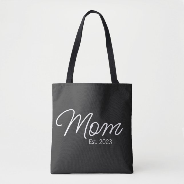 Typography Mom Established New Mom Gift Tygkasse (Framsida)