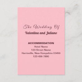 Typography Pink Wedding Accommodation Portrait Tilläggskort