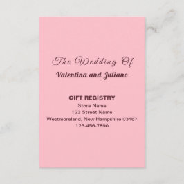 Typography Pink Wedding Gift Registry Portrait Tilläggskort