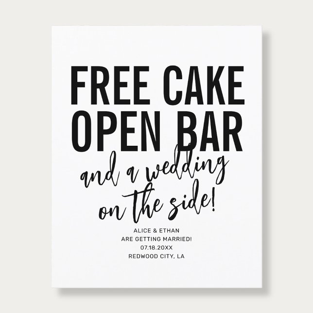 Typography QR Code Free Cake Wedding Save The Date Flygblad (Skapare uppladdad)