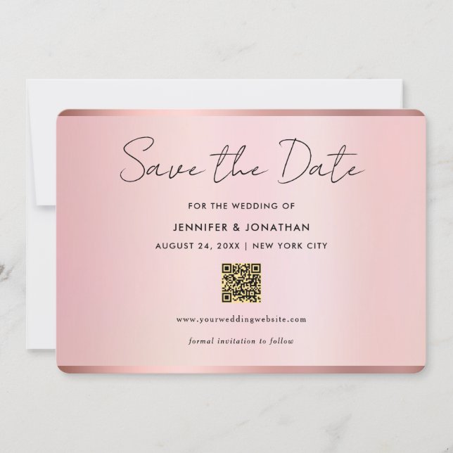 Typography Script Save The Date Chic Rose Gold Spara Datumet (Framsida)