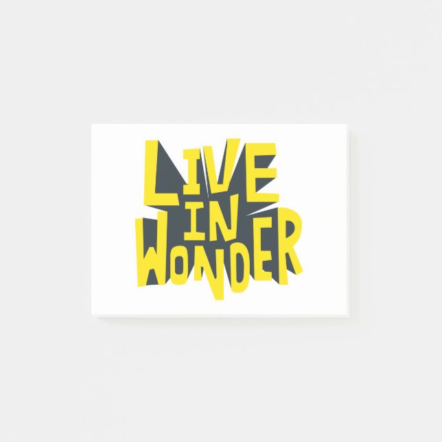 Typography sticker live in wonder Quote Post-it Block (Framsida)