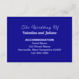 Typography Style Dark Blue Wedding Accommodation Tilläggskort