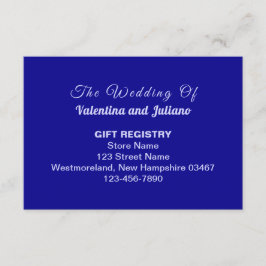 Typography Style Dark Blue Wedding Gift Registry Tilläggskort