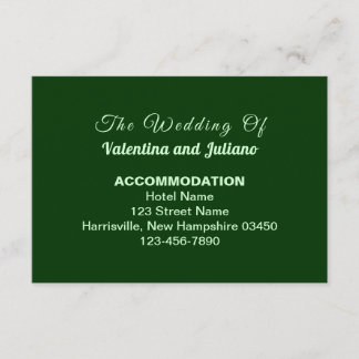 Typography Style Dark Green Wedding Accommodation Tilläggskort