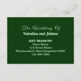 Typography Style Dark Green Wedding Gift Registry Tilläggskort
