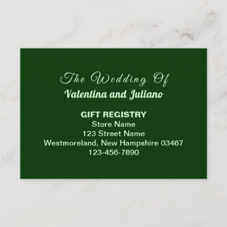 Typography Style Dark Green Wedding Gift Registry Tilläggskort