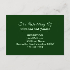 Typography Style Dark Green Wedding Reception Tilläggskort