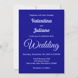 Typography Style Minimalist Dark Blue Wedding Inbjudningar