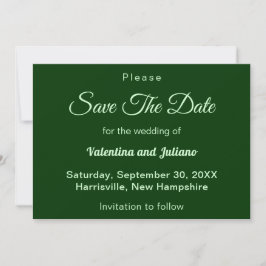 Typography Style Minimalist Dark Green Wedding Spara Datumet