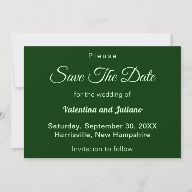 Typography Style Minimalist Dark Green Wedding Spara Datumet (Framsida)