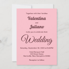 Typography Style Minimalist Pink Wedding Inbjudningar