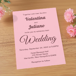 Typography Style Minimalist Pink Wedding Inbjudningar