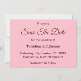 Typography Style Minimalist Pink Wedding Spara Datumet
