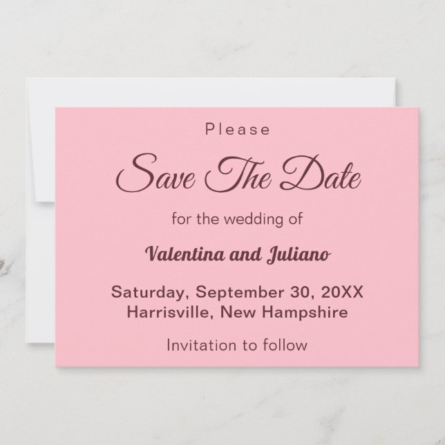 Typography Style Minimalist Pink Wedding Spara Datumet (Framsida)