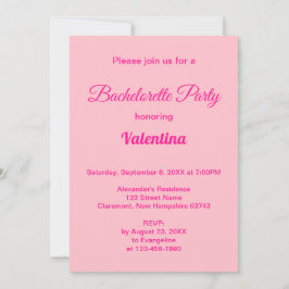 Typography Style Pink Bachelorette Party Inbjudningar