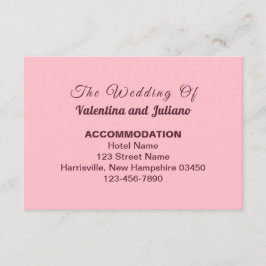 Typography Style Pink Wedding Accommodation Tilläggskort