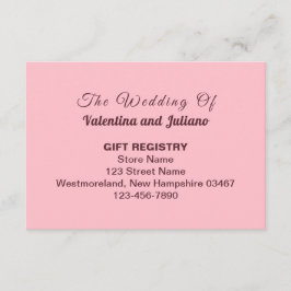 Typography Style Pink Wedding Gift Registry Tilläggskort